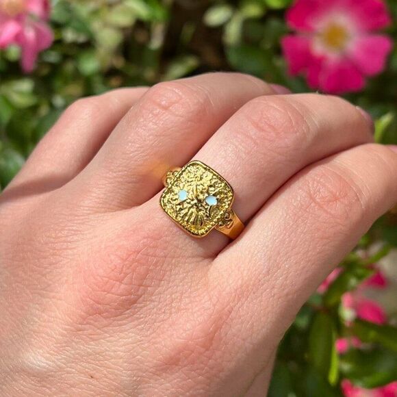New! “Cleo” Textured Gold Ring - Picture 3 of 4